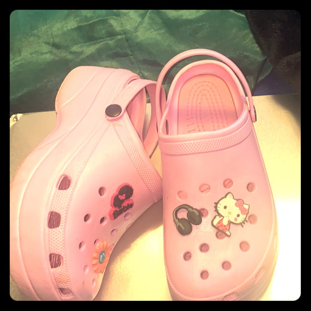 Hello kitty platform crocs